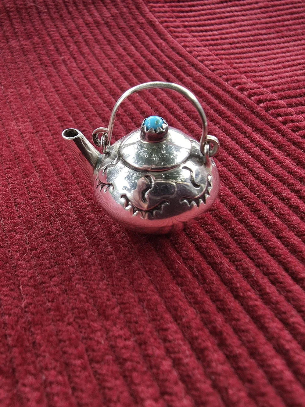 Sterling Silver Elizabeth Whitman E.M.W. Miniature Teapot Charm 925 Vintage